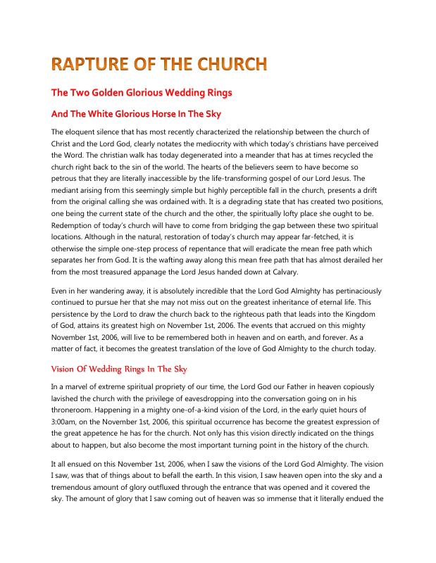 1. THE RAPTURE OF THE CHURCH
